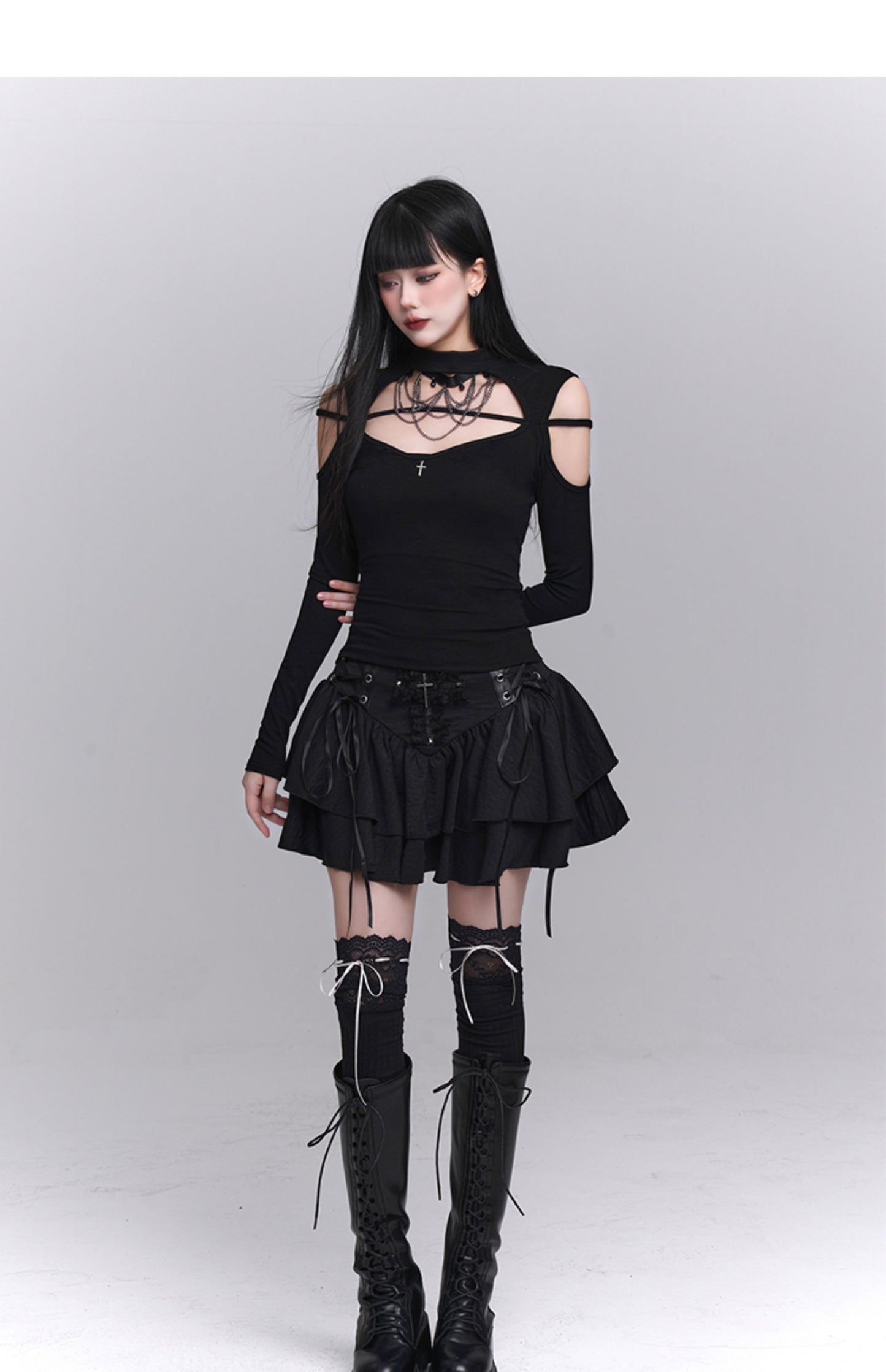 Gothic Corset Ruffle Mini Skirt