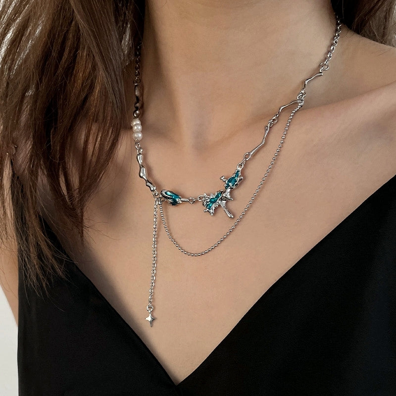 Y2K Ocean Blue Opal Necklace