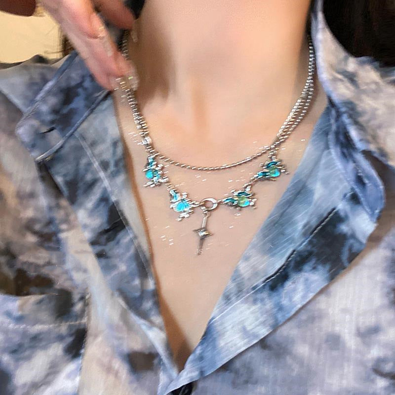 Y2K Ocean Blue Opal Necklace