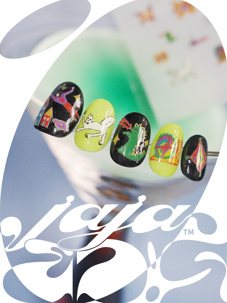 Childlike Dinosaur Crayon Graffiti Press-on Nails / Nail Stickers / DIY set