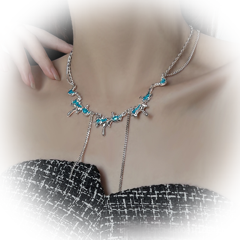 Y2K Ocean Blue Opal Necklace