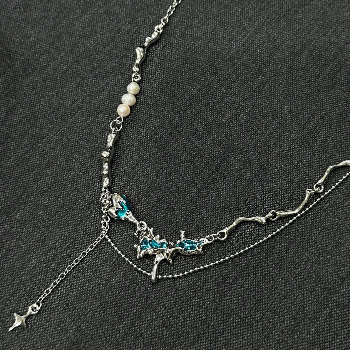 Y2K Ocean Blue Opal Necklace