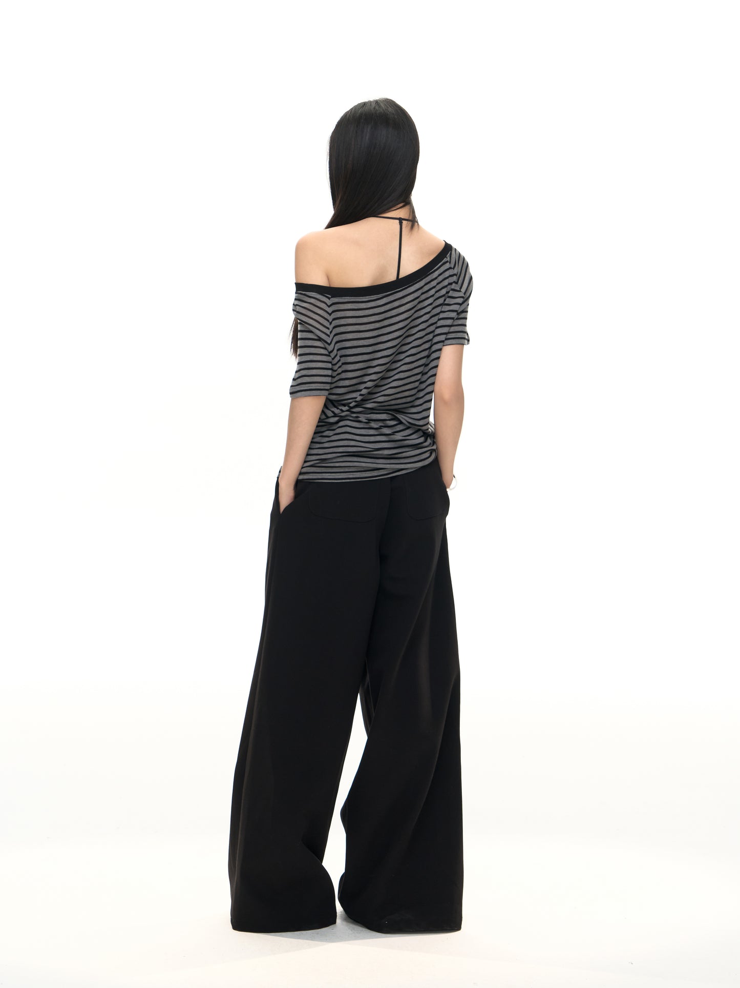 Loose Striped Off-Shoulder Tee