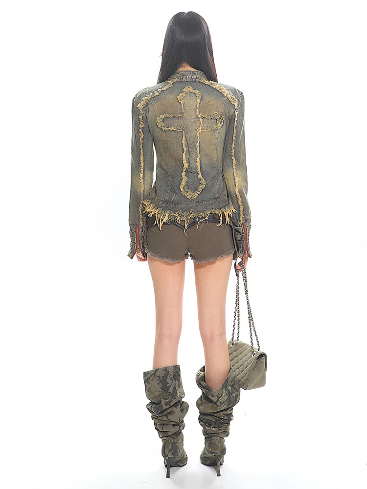 Y2K Retro Belt Denim Hot Pants