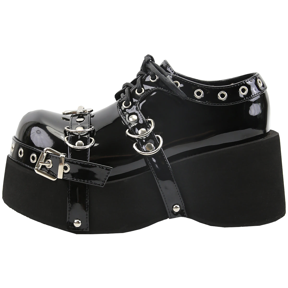 Y2K Dark Patent Leather Platform Shoes