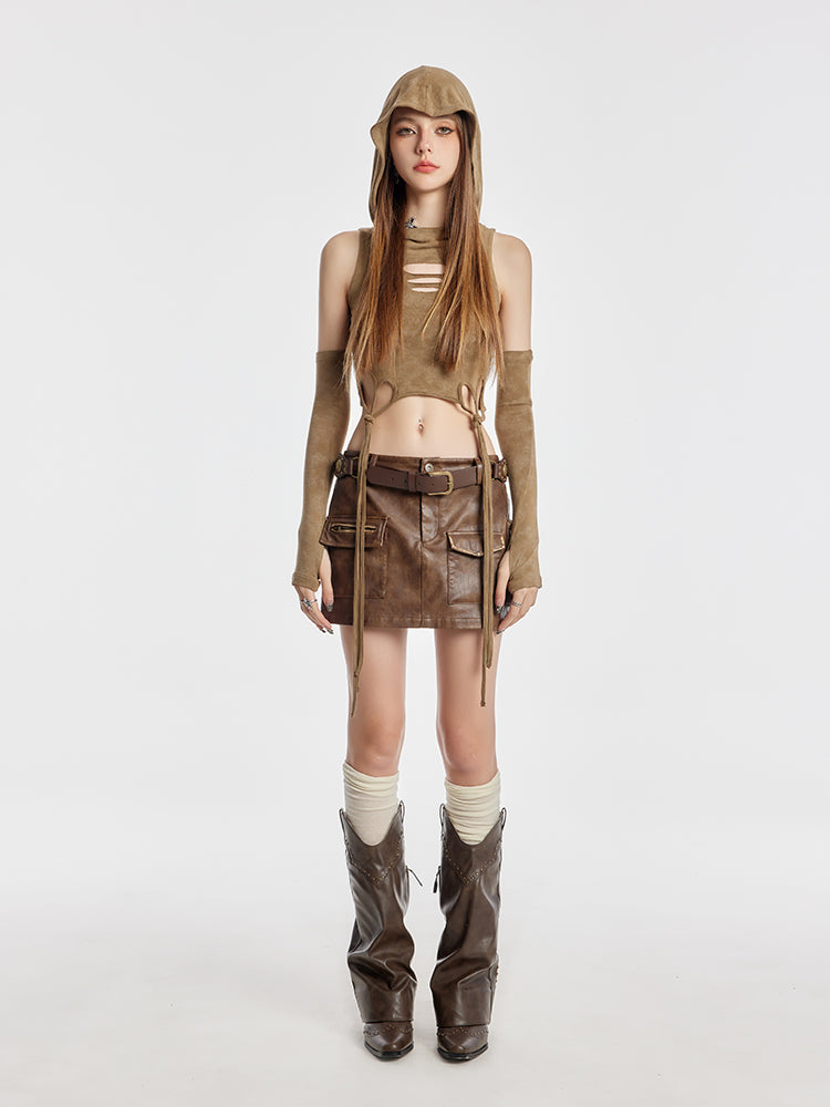 Wasteland Ripped Hooded Short Vest (With Sleeves)