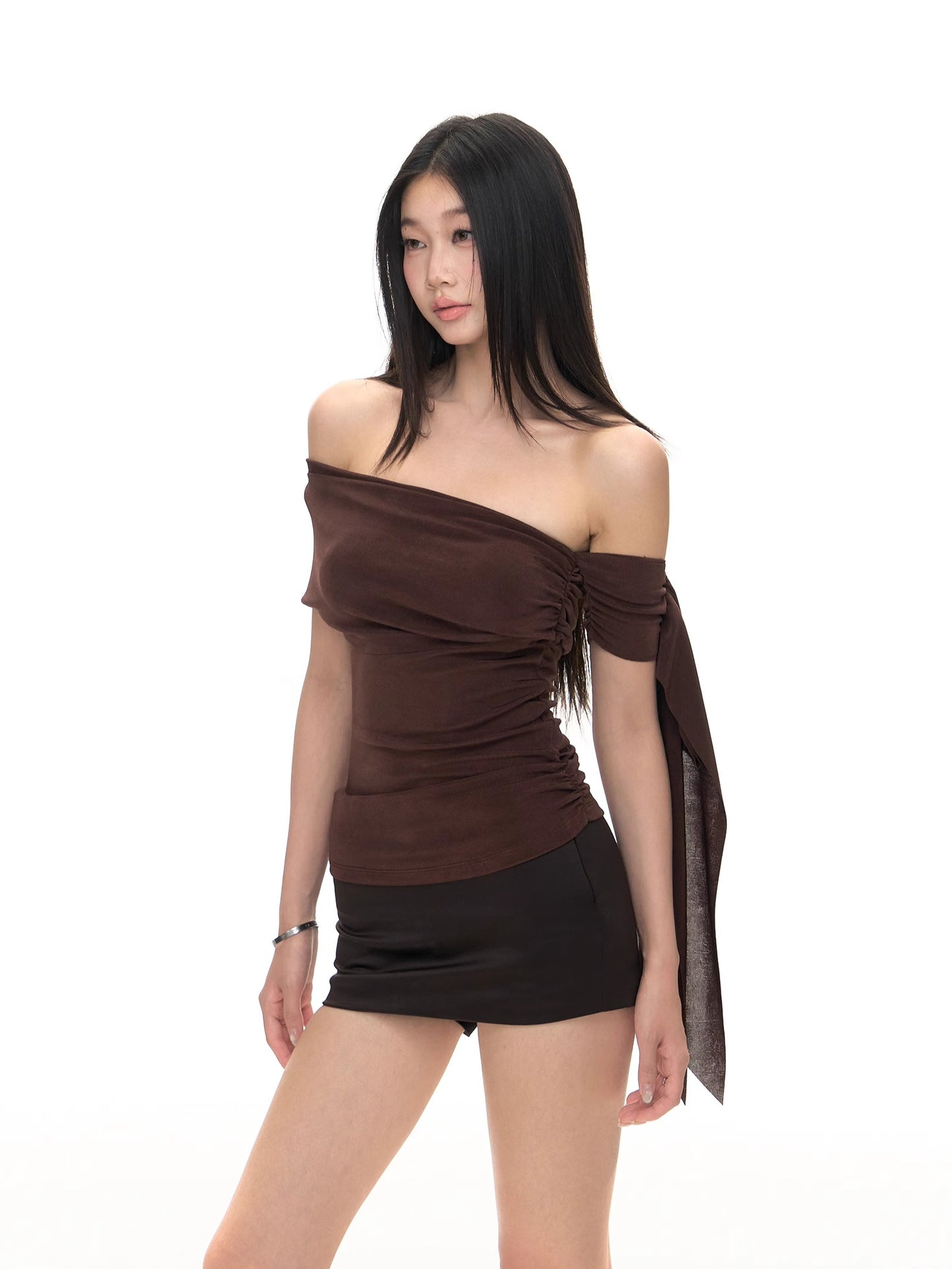 One-shoulder Wrap Top with Chic Asymmetrical Design