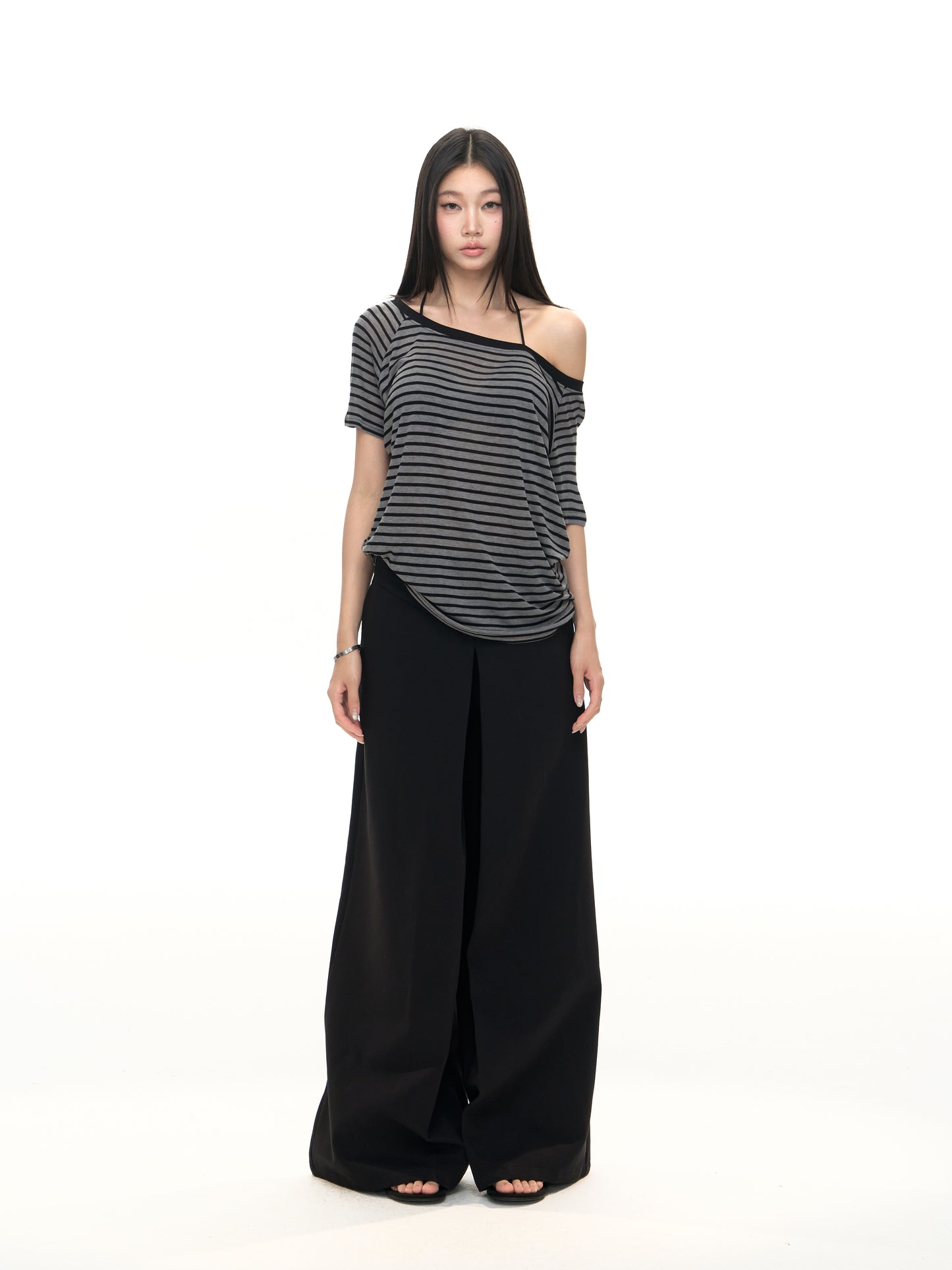 Loose Striped Off-Shoulder Tee