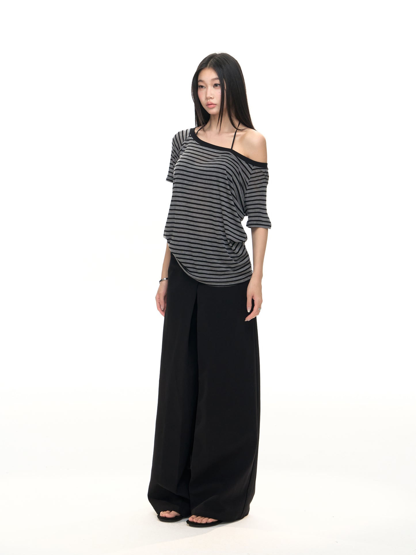 Loose Striped Off-Shoulder Tee