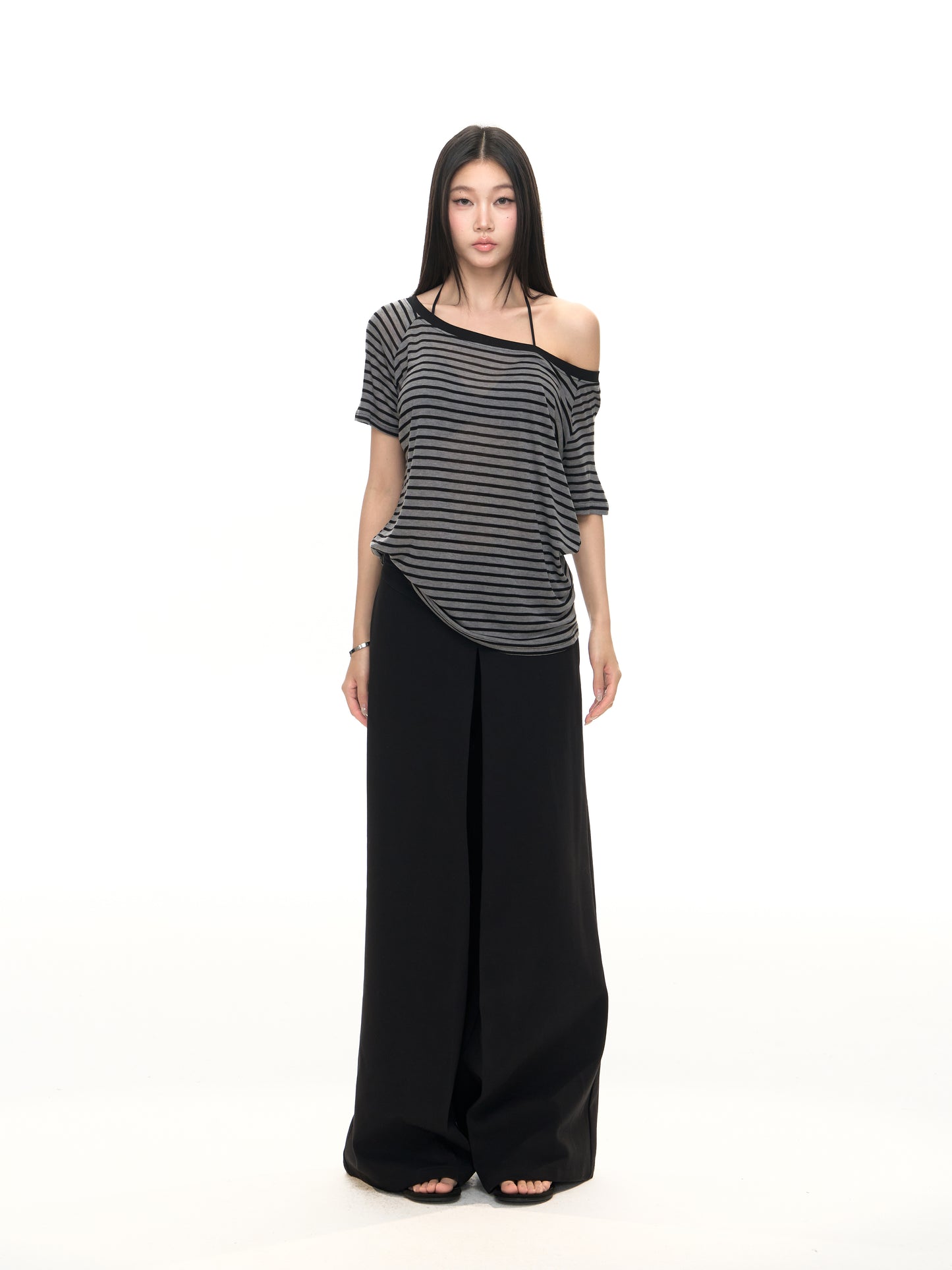 Loose Striped Off-Shoulder Tee