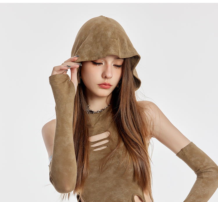 Wasteland Ripped Hooded Short Vest (With Sleeves)
