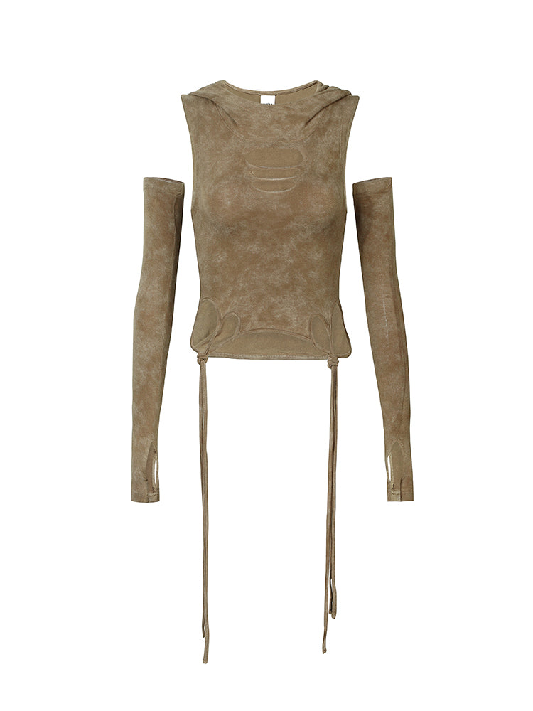 Wasteland Ripped Hooded Short Vest (With Sleeves)