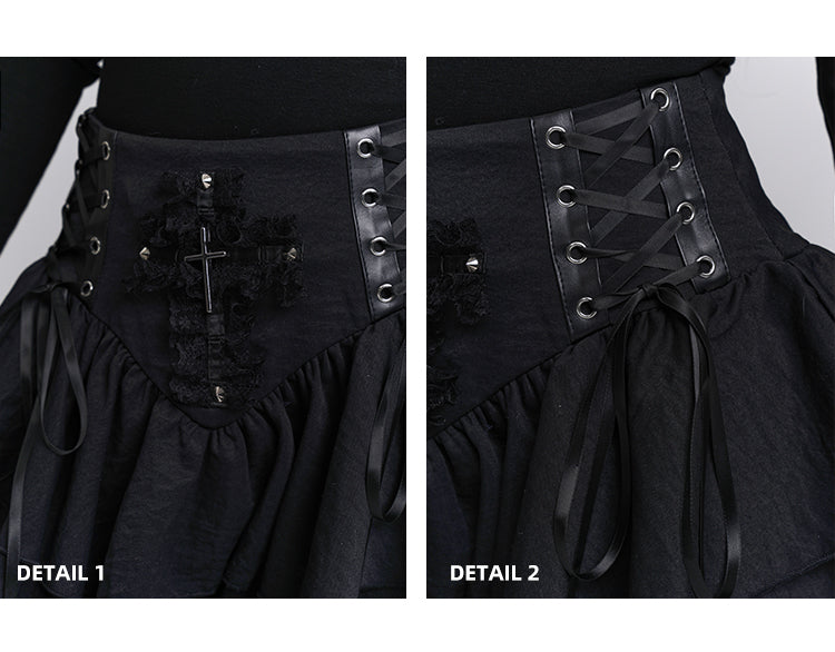Gothic Corset Ruffle Mini Skirt
