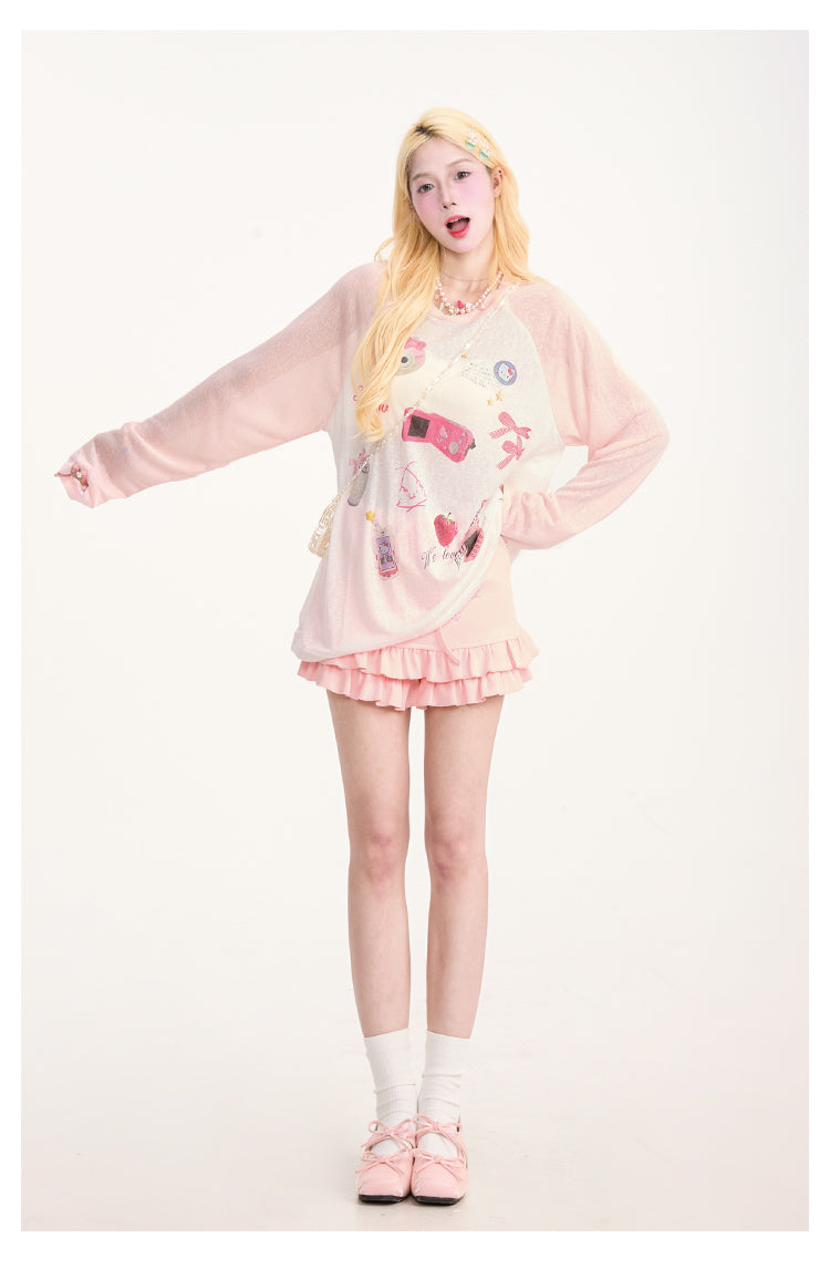 Y2K Rhinestone Ruffle Trim Lace-Up Skirt Shorts