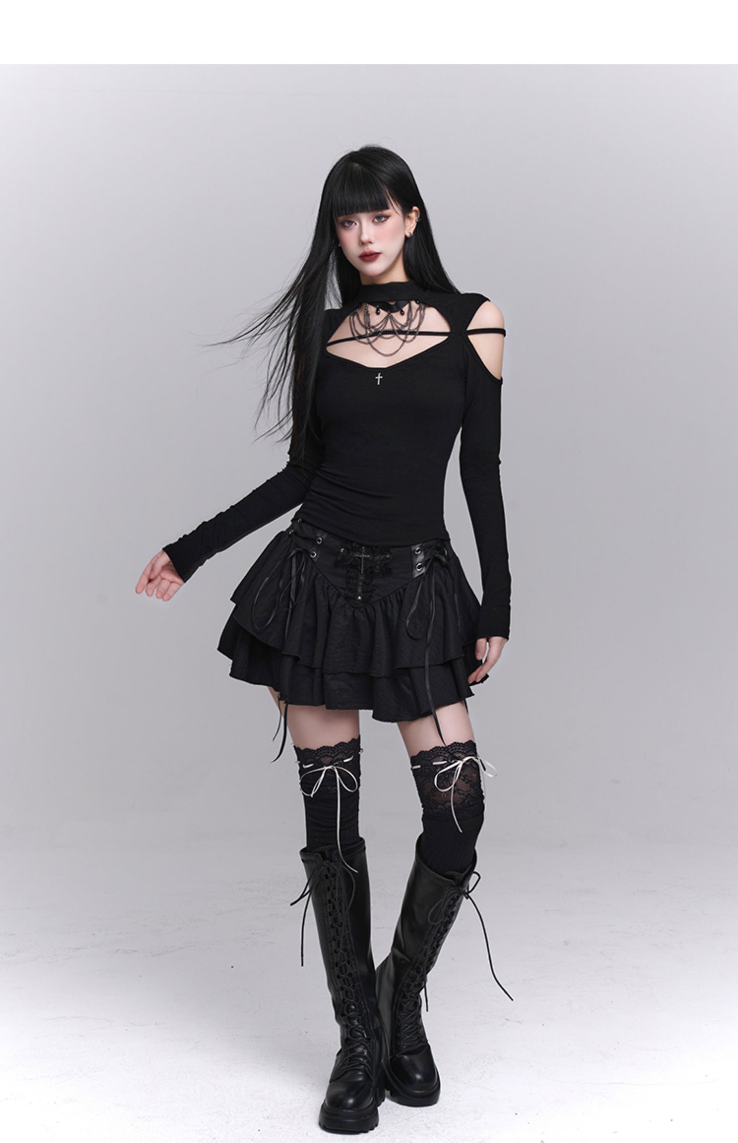 Gothic Corset Ruffle Mini Skirt