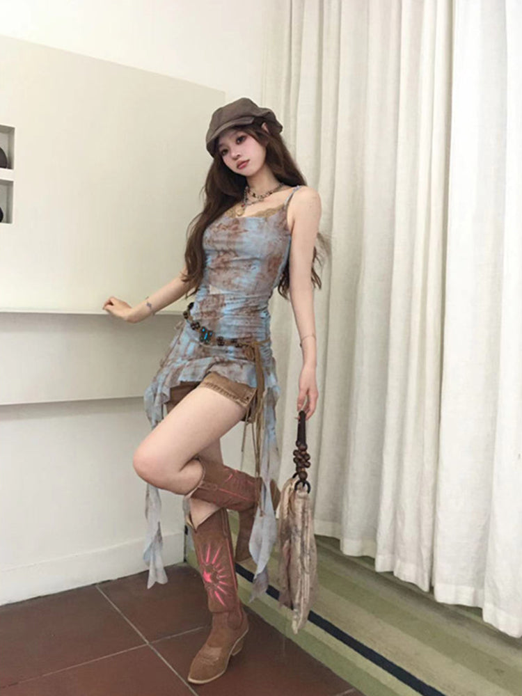 Y2K Wasteland Irregular Tie-Dye Camisole