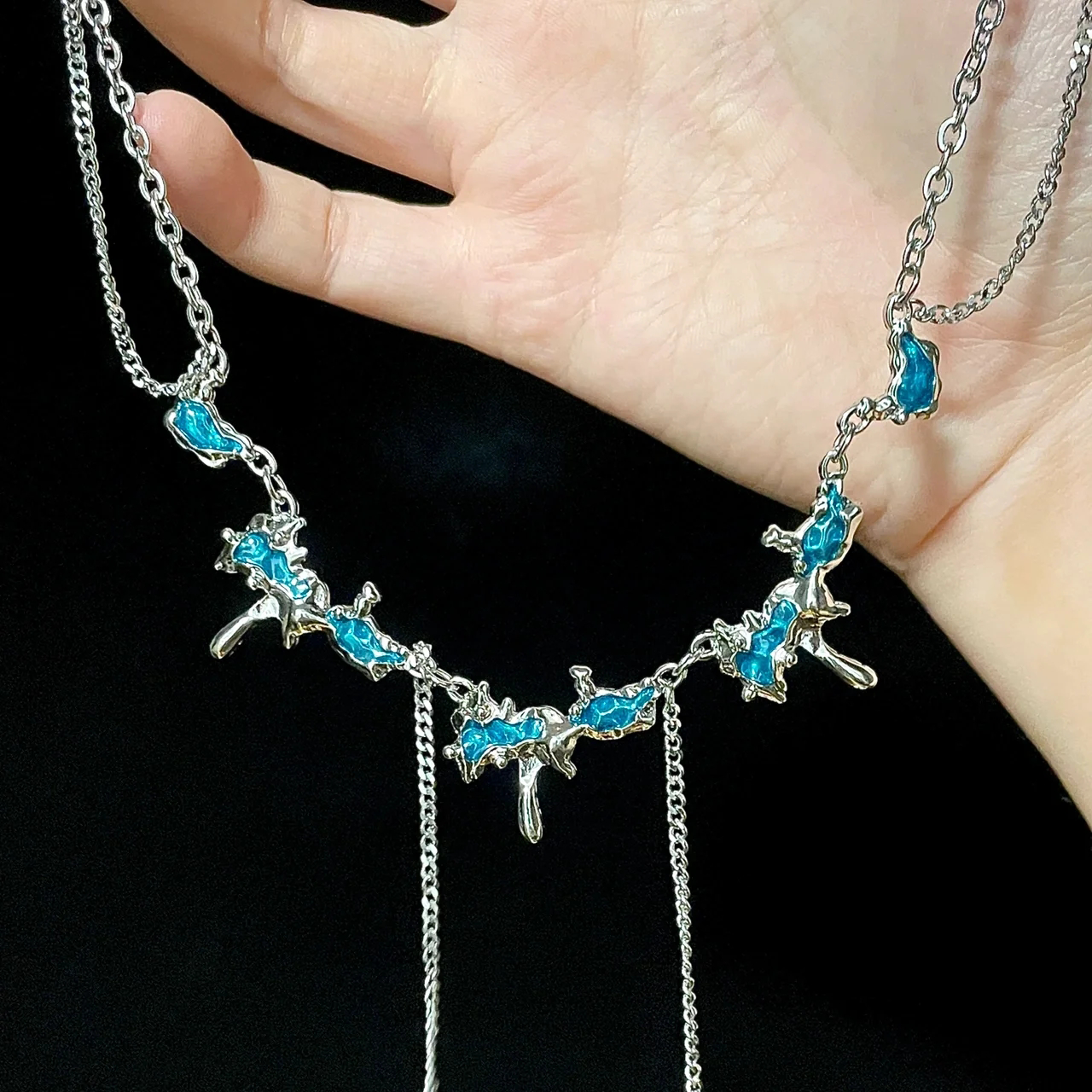 Y2K Ocean Blue Opal Necklace
