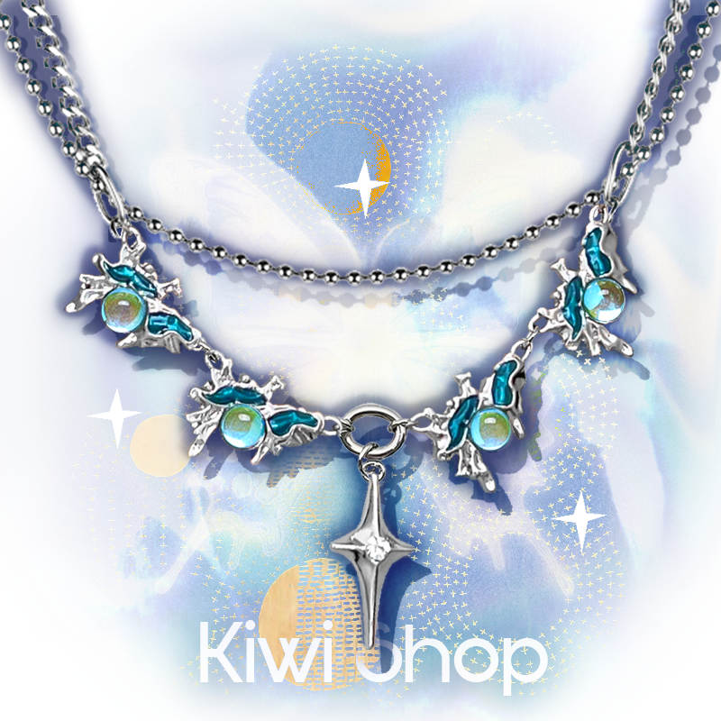 Y2K Ocean Blue Opal Necklace