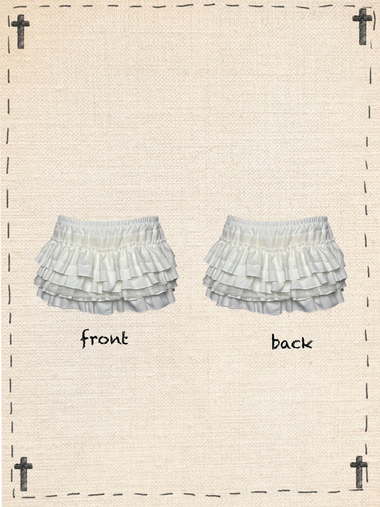 Gothic Hollow Cross Top / Ruffle Layered Skirt