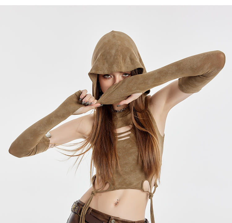 Wasteland Ripped Hooded Short Vest (With Sleeves)