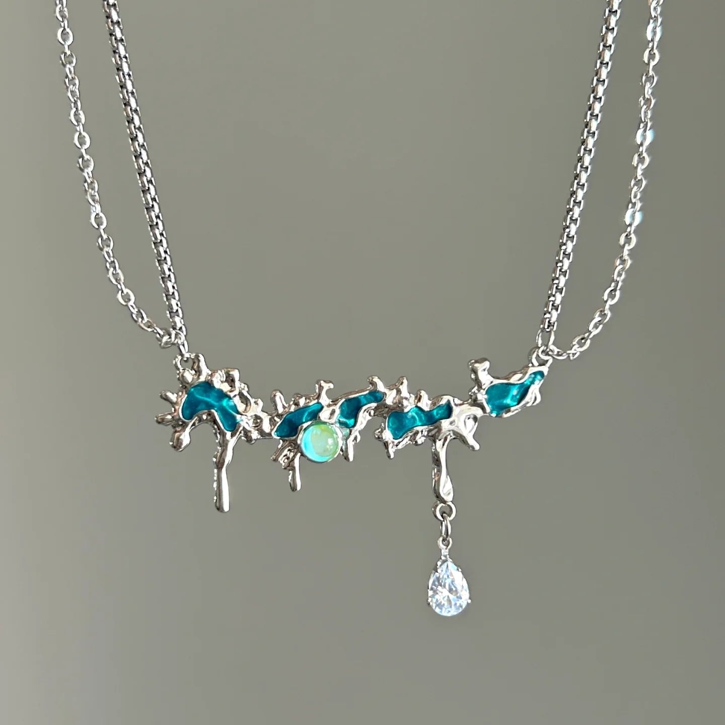 Y2K Ocean Blue Opal Necklace