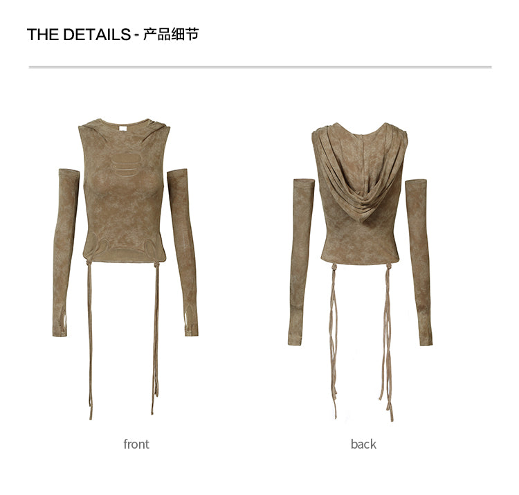 Wasteland Ripped Hooded Short Vest (With Sleeves)