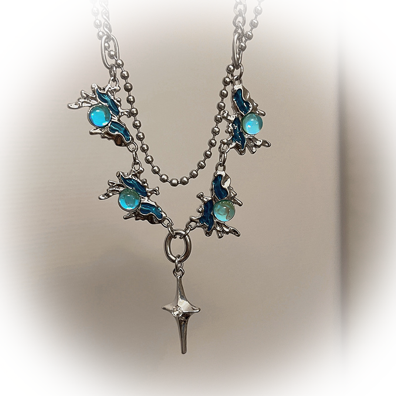 Y2K Ocean Blue Opal Necklace