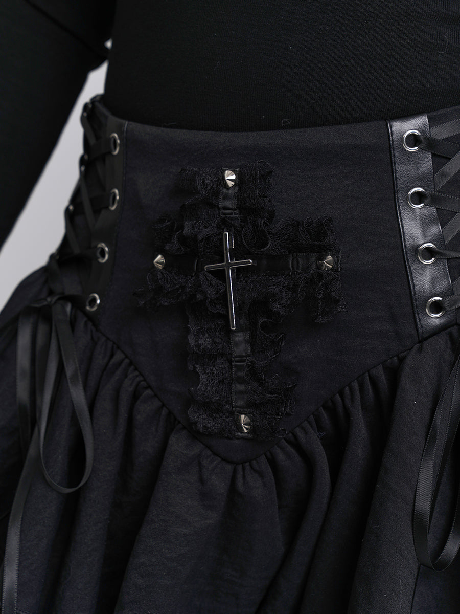 Gothic Corset Ruffle Mini Skirt