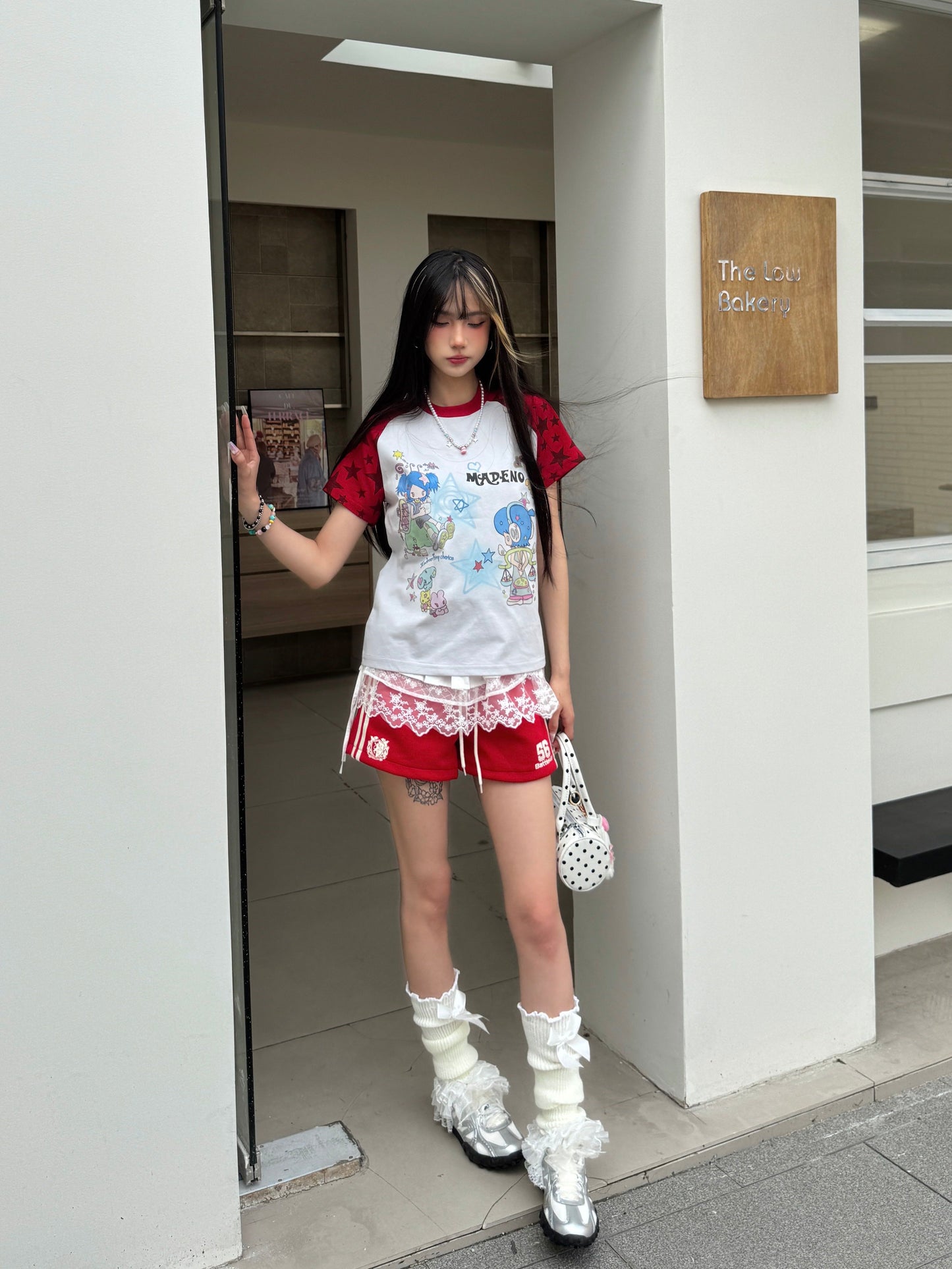 Y2K Cartoon Star Print Colorblock T-Shirt