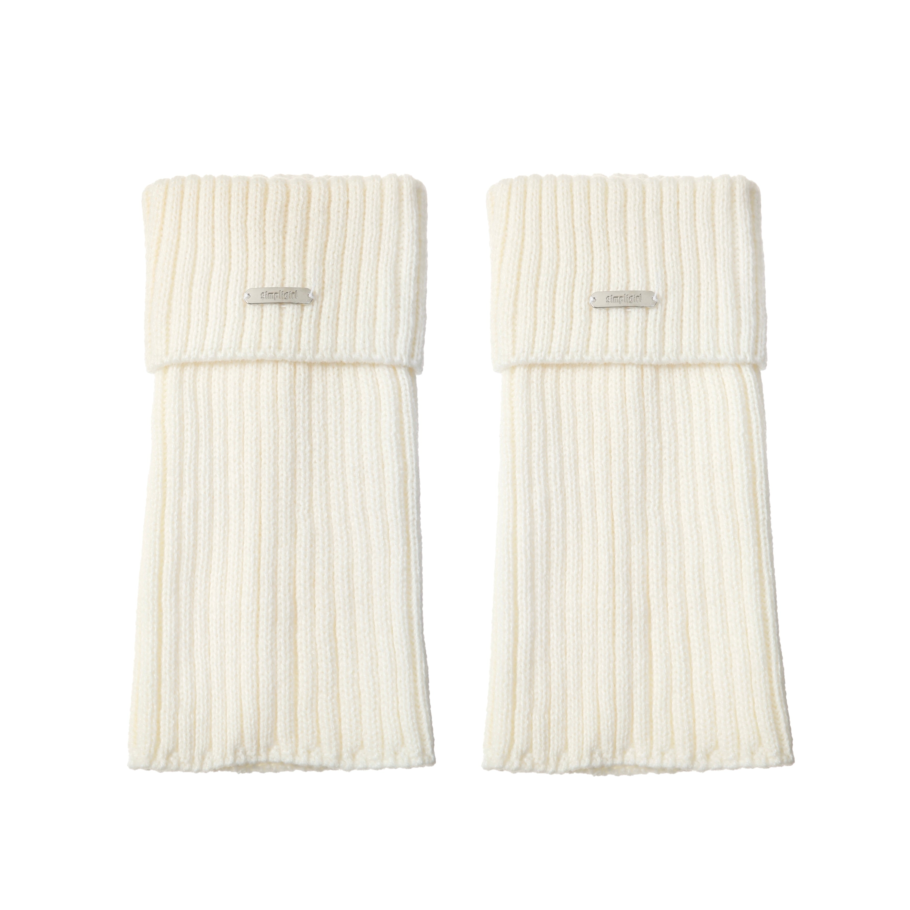 A cloud subculture metal label gray knitted socks pile socks hot girl y2k leg warmers calf socks 