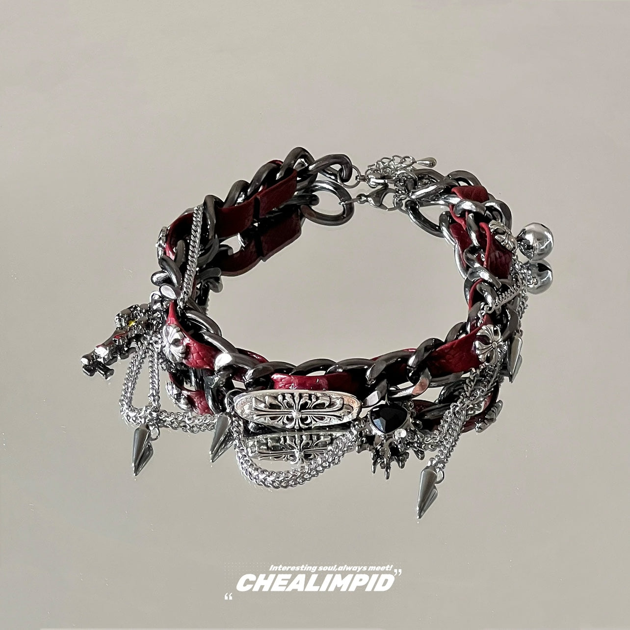 Punk Studded Leather Chain Choker