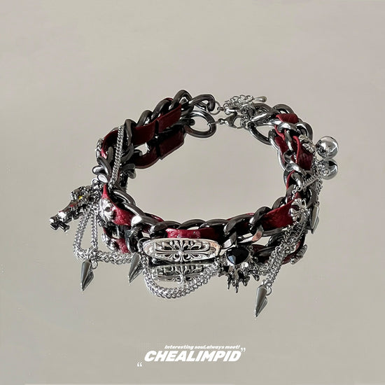 Punk Studded Leather Chain Choker
