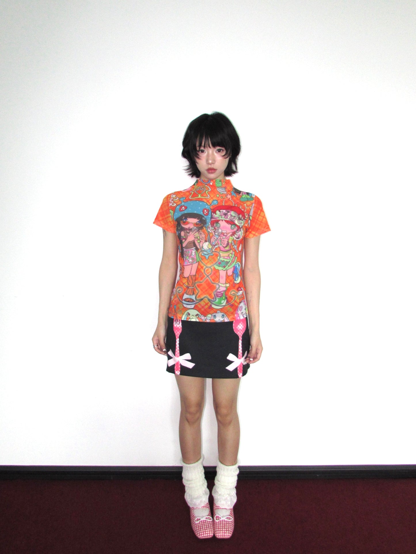Cultery Print with Bows Skirt 