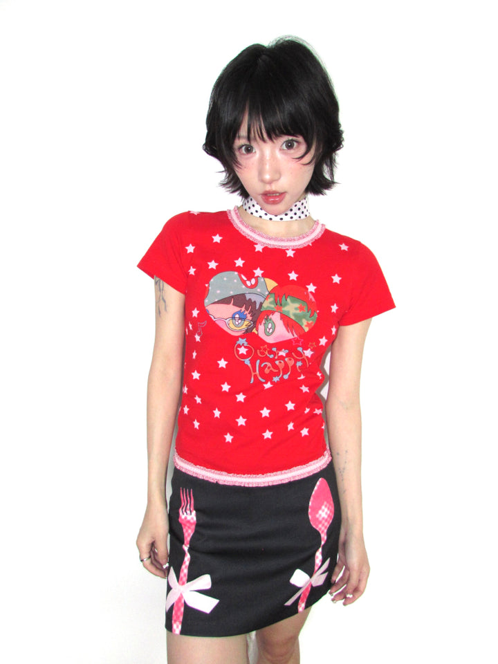 Cultery Print with Bows Skirt 