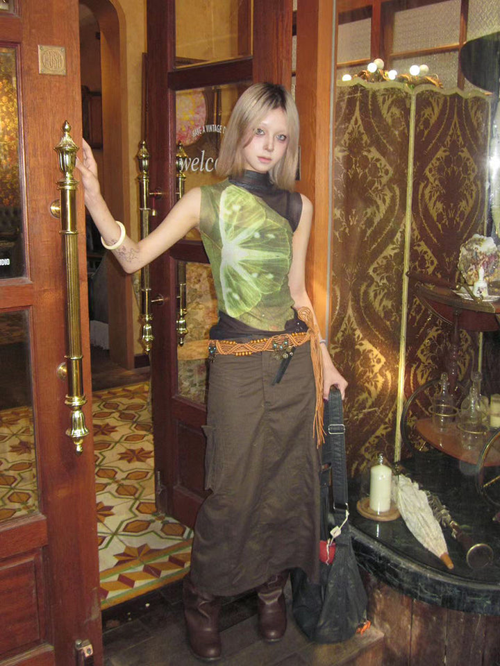 Y2K Butterfly Print Patchwork Vest