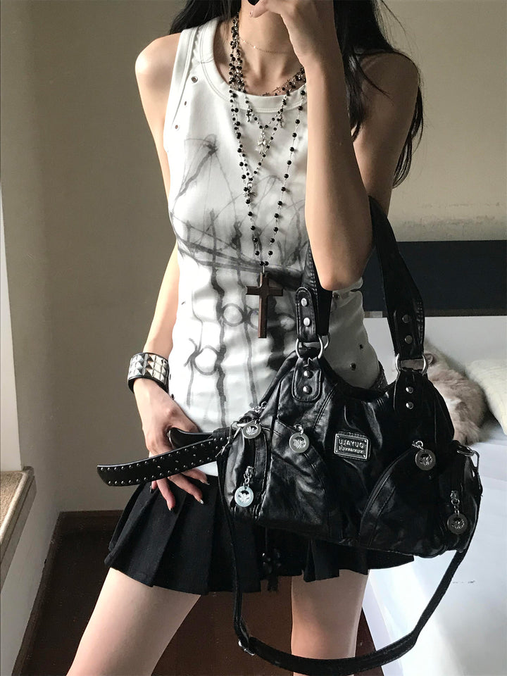 Y2K Subculture Print Metal Eyelet Tank Top