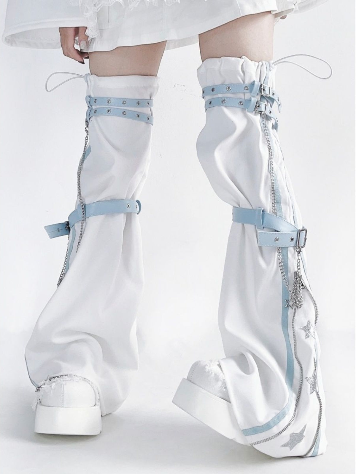 Y2K Blue Star Chain Leg Warmers