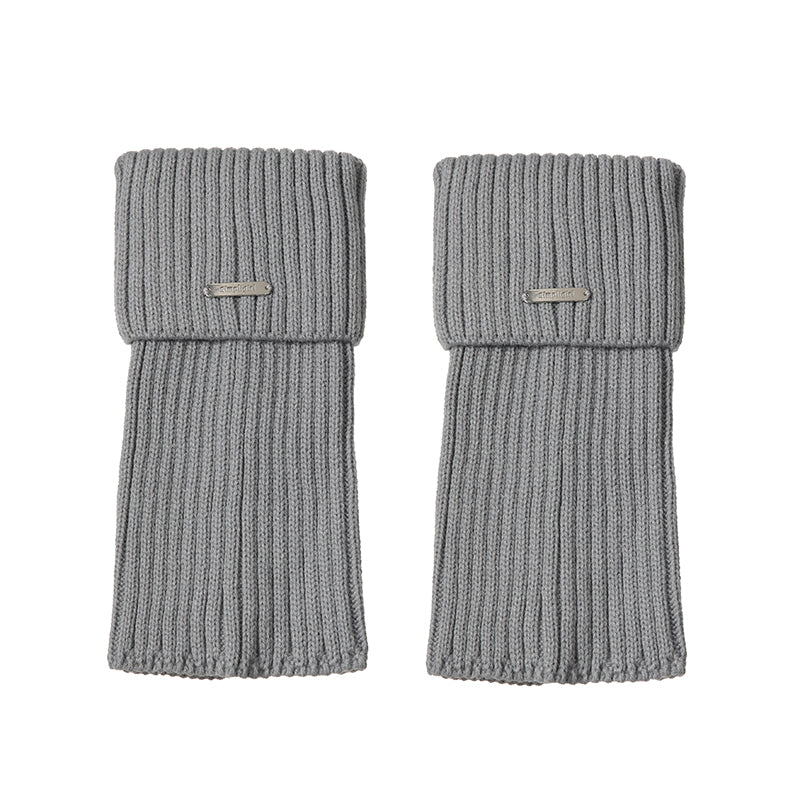 A cloud subculture metal label gray knitted socks pile socks hot girl y2k leg warmers calf socks 