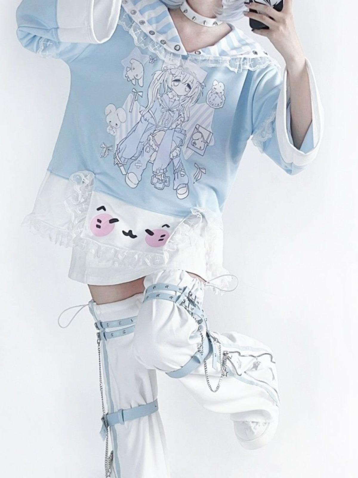 Y2K Blue Star Chain Leg Warmers