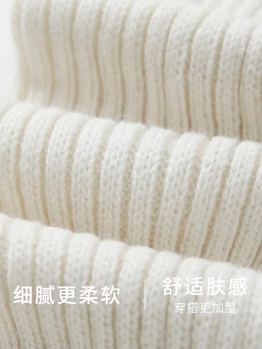 A cloud subculture metal label gray knitted socks pile socks hot girl y2k leg warmers calf socks 