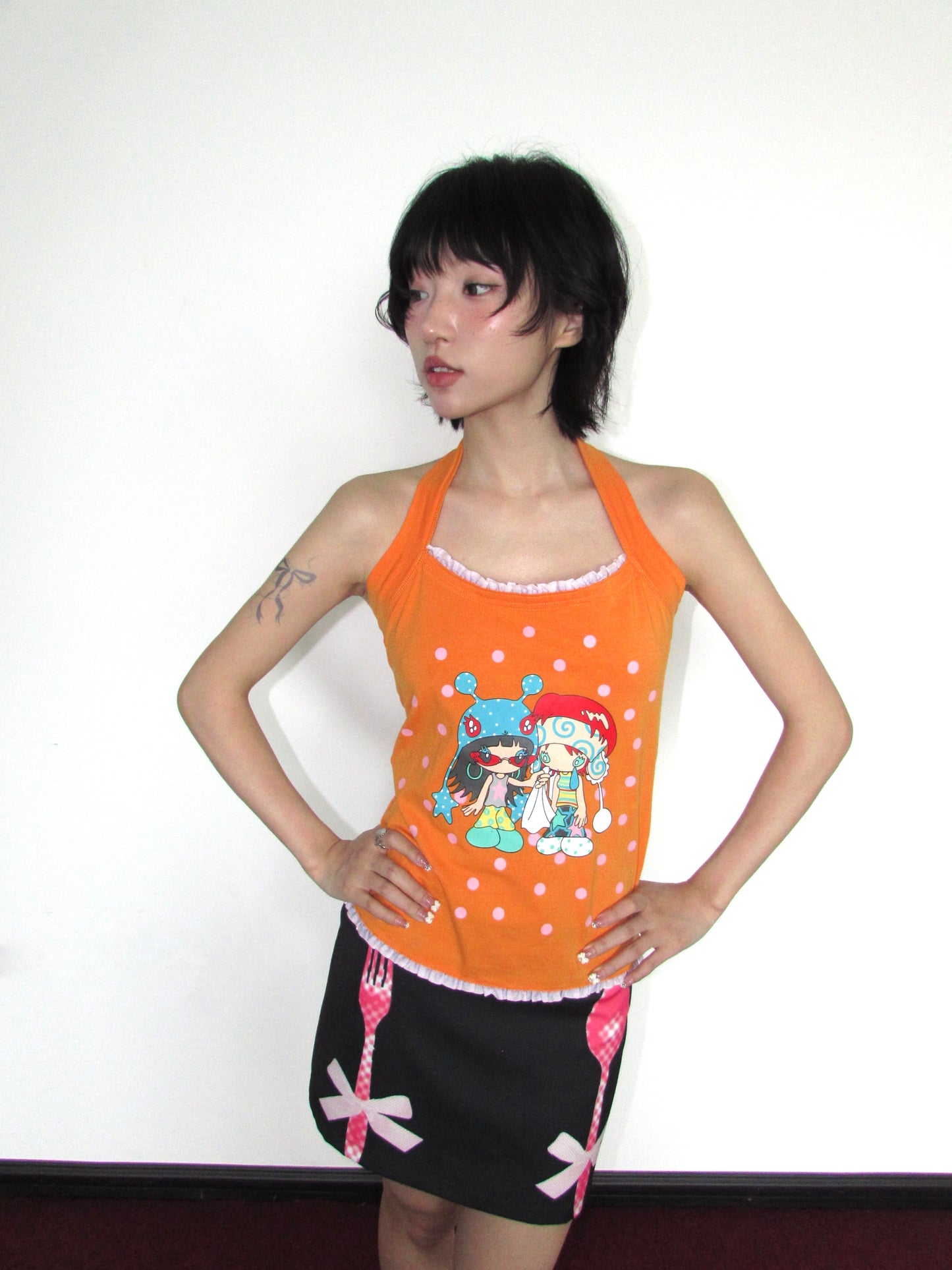 Cultery Print with Bows Skirt 
