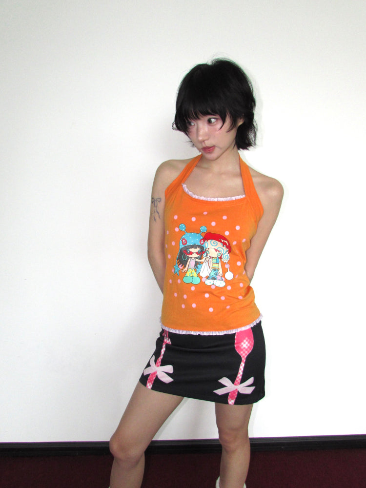 Cultery Print with Bows Skirt 