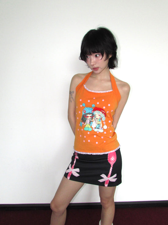 Cultery Print with Bows Skirt 