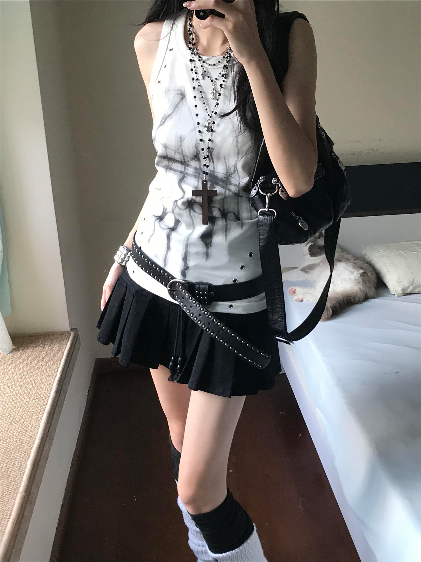 Y2K Subculture Print Metal Eyelet Tank Top