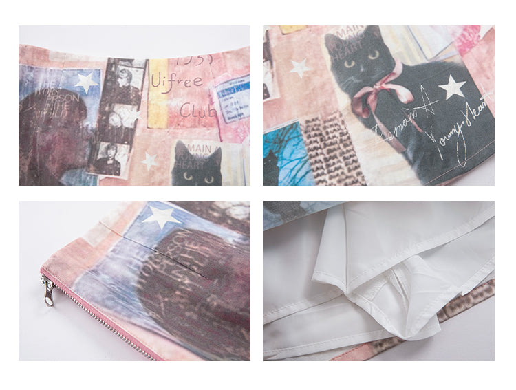 Y2K Cartoon Patchwork Skirt